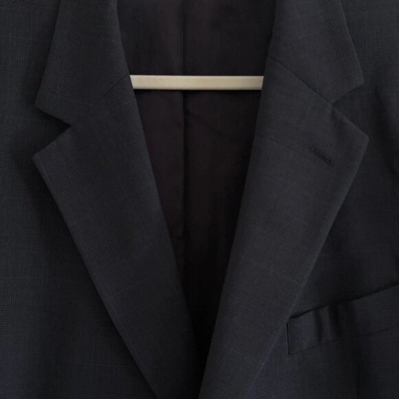 Brooks Brothers 346 Stretch Blazer Men’s 44R Navy Blue Suit Jacket Subtle Plaid - Picture 11 of 15
